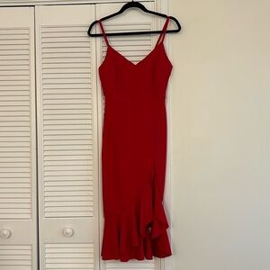 Red frill midi dress, size US 8 - new with tags never worn